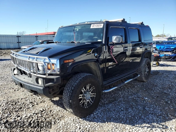2005 Hummer H2 SUV with VIN 5GRGN23U05H123413, listed as a Copart auction lot 80145634 with 0 mi miles and Salvage Title. Bid and sale history available at carsss.com. Image 1.