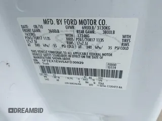 2010 Ford F-150 XL with VIN 1FTEX1EW5AFD30929, listed as a IAAI auction lot 42568100 with 183,708 mi miles and . Bid and sale history available at DreamBid. Image 9.