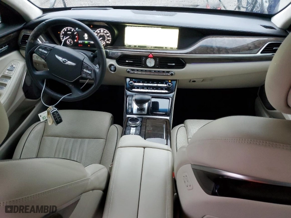 2019 Genesis G90 3.3T Premium with VIN KMTF34JA4KU061655, listed as a Copart auction lot 37555434 with 23,106 mi miles. Bid and sale history available at carsss.com. Image 8.