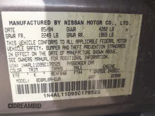 2005 Nissan Altima S with VIN 1N4AL11D95C179525, listed as a IAAI auction lot 42576953 with 126,836 mi miles and . Bid and sale history available at DreamBid. Image 9.