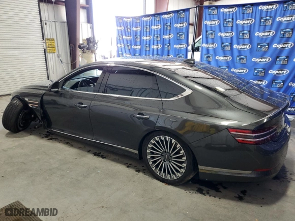 2023 Genesis Electrified G80 with VIN KMTGE4S17PU006914, listed as a Copart auction lot 61282854 with 13,896 mi miles and Non Repairable. Bid and sale history available at carsss.com. Image 2.