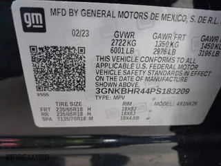 2023 Chevrolet Blazer LT with VIN 3GNKBHR44PS183209, listed as a IAAI auction lot 41841421 with 49,706 mi miles. Bid and sale history available at carsss.com. Image 9.