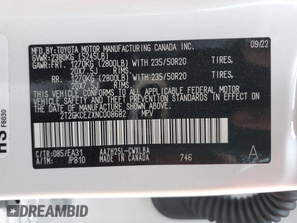 2022 Lexus NX 350h Premium with VIN 2T2GKCEZXNC008682, listed as a Copart auction lot 77434873 with Not Provided miles and . Bid and sale history available at DreamBid. Image 15.