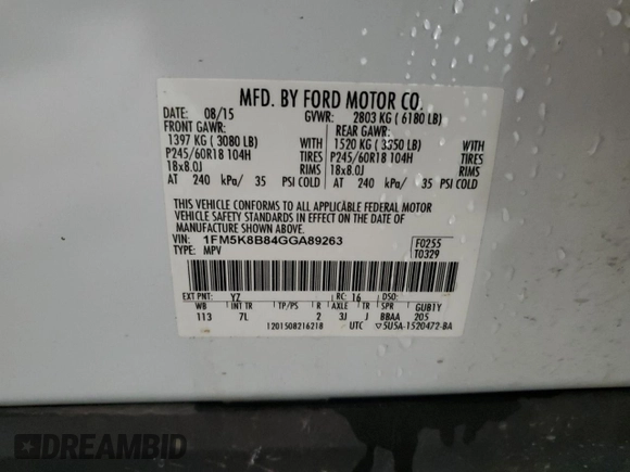 2016 Ford Explorer z VIN 1FM5K8B84GGA89263, wystawiony jako Copart lot #51435785 z przebiegiem 165 434 mil mil oraz Szkoda całkowita • Salvage title. Historia ofert i sprzedaży dostępna na DreamBid. Obrazek 13.