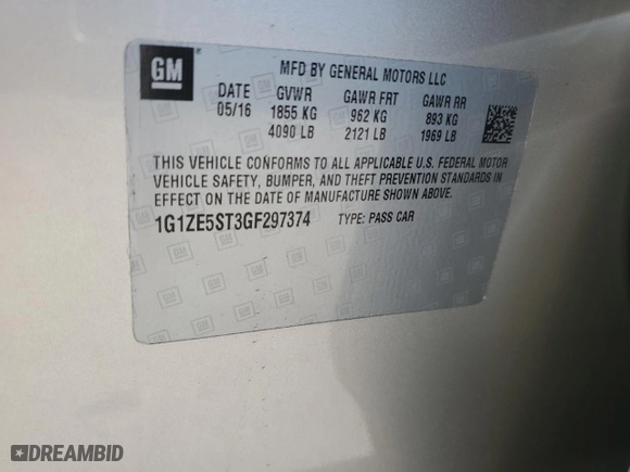 2016 Chevrolet Malibu LT with VIN 1G1ZE5ST3GF297374, listed as a Copart auction lot 50031325 with 142,971 mi miles and Salvage Title. Bid and sale history available at carsss.com. Image 15.