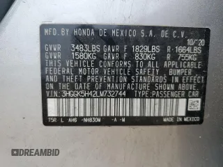 2020 Honda Fit LX с VIN 3HGGK5H42LM732744, выставлен на аукционе Copart как лот 60639565 с пробегом 17 069 миль миль и Списание • Salvage title. История ставок и продаж доступна на DreamBid. Изображение 12.