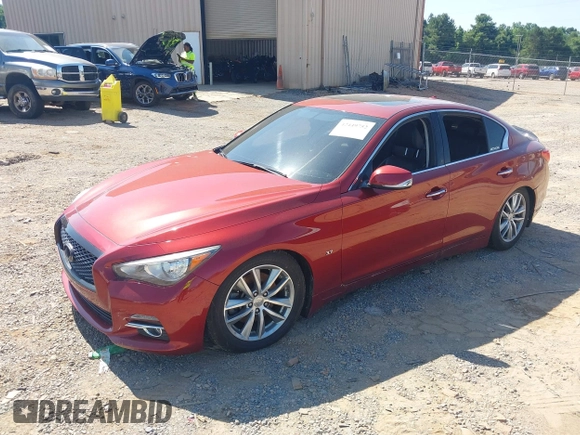 2015 Infiniti Q50 Premium with VIN JN1BV7ARXFM392215, listed as a IAAI auction lot 42449752 with 90,918 mi miles and . Bid and sale history available at DreamBid. Image 2.