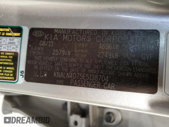 2014 Kia Cadenza Premium with VIN KNALN4D75E5138704, listed as a Copart auction lot 49497395 with 146,812 mi miles and Clean Title. Bid and sale history available at carsss.com. Image 12.