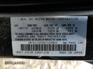 2016 Mazda 6 i Sport with VIN JM1GJ1U50G1450825, listed as a Copart auction lot 51843645 with 100,653 mi miles and Clean Title. Bid and sale history available at DreamBid. Image 12.