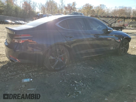 2023 Genesis G70 3.3T with VIN KMTG54TE9PU110984, listed as a Copart auction lot 79218944 with 16,702 mi miles and Salvage title. Bid and sale history available at DreamBid. Image 3.