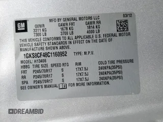 2012 GMC Savana 1LT with VIN 1GKS8CF48C1160952, listed as a Copart auction lot 69704564 with 89,133 mi miles and Salvage Title. Bid and sale history available at carsss.com. Image 15.