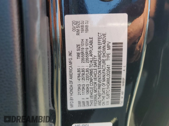 2021 Acura RDX with VIN 5J8TC1H34ML002641, listed as a Copart auction lot 56209455 with 92,337 mi miles and Salvage title. Bid and sale history available at DreamBid. Image 13.