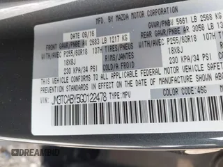 2016 Mazda CX-9 Sport with VIN JM3TCABY5G0122478, listed as a IAAI auction lot 42115795 with 134,980 mi miles and . Bid and sale history available at DreamBid. Image 9.