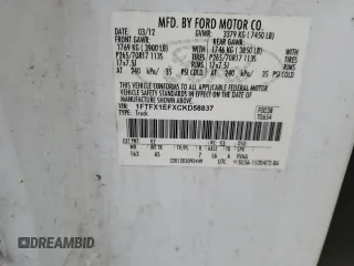 2012 Ford F-150 XL with VIN 1FTFX1EFXCKD58837, listed as a Copart auction lot 85785474 with 174,246 mi miles and Salvage Title. Bid and sale history available at carsss.com. Image 12.