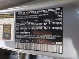 2013 Mercedes-Benz M 350 with VIN 4JGDA2EB2DA145167, listed as a IAAI auction lot 41405114 with Not Provided miles and . Bid and sale history available at DreamBid. Image 9.
