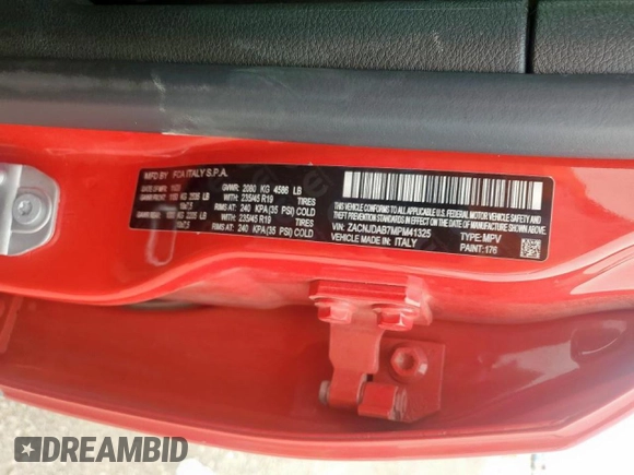 2021 Jeep Renegade Sport with VIN ZACNJDAB7MPM41325, listed as a Copart auction lot 58267755 with 44,841 mi miles and Salvage title. Bid and sale history available at DreamBid. Image 13.