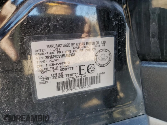 2021 Nissan Kicks SR with VIN 3N1CP5DV1ML558138, listed as a Copart auction lot 49273895 with 110,566 mi miles and Salvage Title. Bid and sale history available at DreamBid. Image 13.
