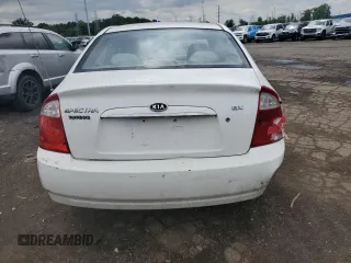 2006 Kia Spectra EX with VIN KNAFE121065291096, listed as a Copart auction lot 65343624 with 223,487 mi miles and Clean Title. Bid and sale history available at carsss.com. Image 6.