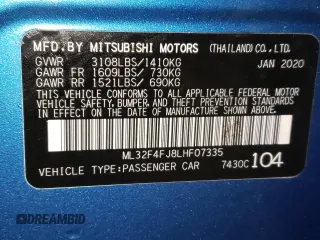 2020 Mitsubishi Mirage SE z VIN ML32F4FJ8LHF07335, wystawiony jako Copart lot #44628735 z przebiegiem 12 143 mil mil oraz Czysty tytuł • Clean title. Historia ofert i sprzedaży dostępna na DreamBid. Obrazek 12.