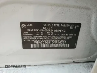 2013 BMW 3 Series 328i with VIN WBA3C1G51DNR46397, listed as a Copart auction lot 87870915 with 108,012 mi miles and Salvage Title. Bid and sale history available at carsss.com. Image 14.
