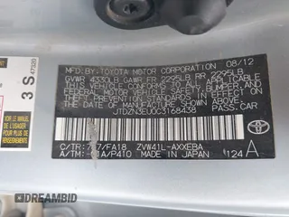 2012 Toyota Prius Two z VIN JTDZN3EU0C3168438, wystawiony jako IAAI lot #41929436 z przebiegiem 140 671 mil mil oraz . Historia ofert i sprzedaży dostępna na DreamBid. Obrazek 9.