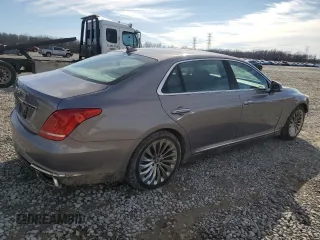 2018 Genesis G90 5.0L Ultimate with VIN KMHG54JH9JU037162, listed as a Copart auction lot 46157295 with 81,409 mi miles and Salvage Title. Bid and sale history available at carsss.com. Image 3.
