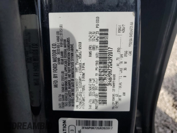 2016 Ford Fusion SE with VIN 3FA6P0H72GR392017, listed as a Copart auction lot 53398585 with 131,435 mi miles and Salvage title. Bid and sale history available at DreamBid. Image 12.
