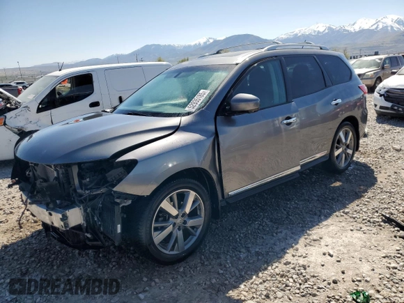 2015 Nissan Pathfinder SV with VIN 5N1AR2MM8FC608421, listed as a Copart auction lot 52935185 with 124,602 mi miles and Salvage Title. Bid and sale history available at carsss.com. Image 1.