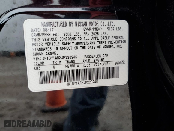 2018 Infiniti Q70 Luxe with VIN JN1BY1ARXJM220246, listed as a Copart auction lot 43276115 with 133,292 mi miles and Salvage title. Bid and sale history available at DreamBid. Image 12.