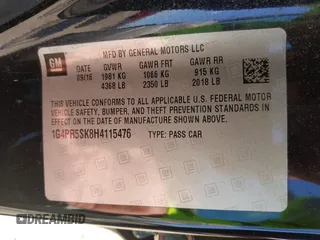 2017 Buick Verano Sport Touring with VIN 1G4PR5SK8H4115476, listed as a IAAI auction lot 41493800 with 95,521 mi miles. Bid and sale history available at carsss.com. Image 9.