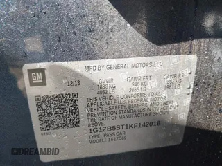 2019 Chevrolet Malibu LS with VIN 1G1ZB5ST1KF142016, listed as a IAAI auction lot 41770598 with 117,175 mi miles and . Bid and sale history available at DreamBid. Image 9.