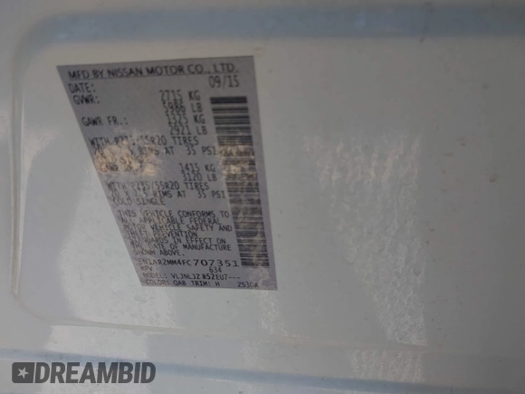 2015 Nissan Pathfinder SL with VIN 5N1AR2MM4FC707351, listed as a IAAI auction lot 42334235 with 124,017 mi miles and . Bid and sale history available at DreamBid. Image 9.