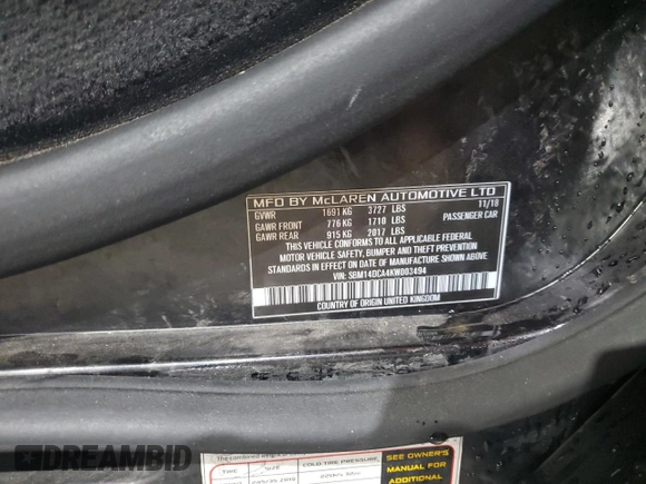 2019 McLaren 720S z VIN SBM14DCA4KW003494, wystawiony jako Copart lot #78677954 z przebiegiem 23 683 mil mil oraz Szkody całkowita. Historia ofert i sprzedaży dostępna na DreamBid. Obrazek 13.