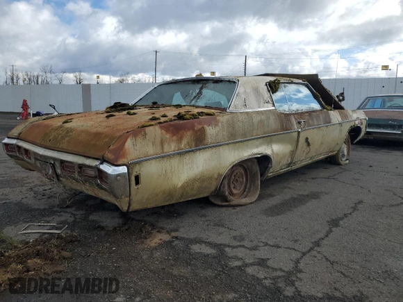 1969 Chevrolet Impala z VIN 164479J176501, wystawiony jako Copart lot #48632015 z przebiegiem Nie podano mil oraz Czysty tytuł • Clean title. Historia ofert i sprzedaży dostępna na DreamBid. Obrazek 3.