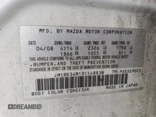 2008 Mazda 3 Mazdaspeed3 GT z VIN JM1BK34M181148830, wystawiony jako Copart lot #55533585 z przebiegiem 287 169 mil mil oraz Czysty tytuł • Clean title. Historia ofert i sprzedaży dostępna na DreamBid. Obrazek 12.