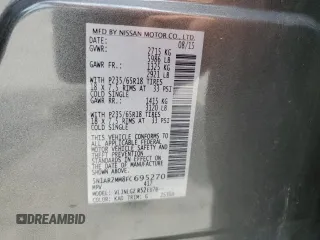 2015 Nissan Pathfinder Platinum z VIN 5N1AR2MM8FC695270, wystawiony jako Copart lot #62685795 z przebiegiem 111 998 mil mil oraz Szkoda całkowita • Salvage title. Historia ofert i sprzedaży dostępna na DreamBid. Obrazek 13.
