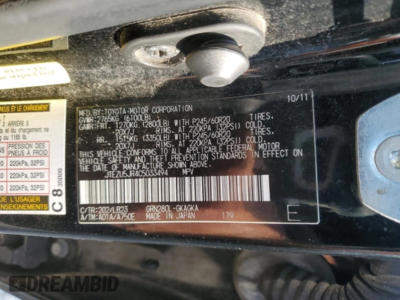 2012 Toyota 4Runner SR5 z VIN JTEZU5JR4C5033494, wystawiony jako Copart lot #59845505 z przebiegiem 269 826 mil mil oraz Szkoda całkowita • Salvage title. Historia ofert i sprzedaży dostępna na DreamBid. Obrazek 13.
