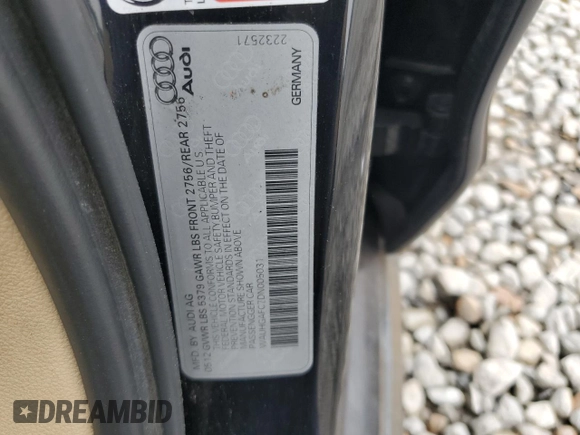 2013 Audi A6 Prestige with VIN WAUHGAFC7DN005031, listed as a Copart auction lot 58520695 with 223,308 mi miles and Clean title. Bid and sale history available at DreamBid. Image 12.