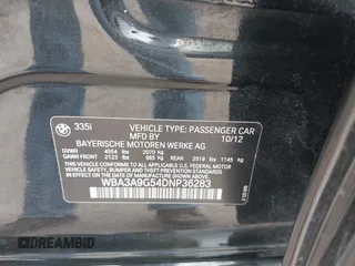 2013 BMW 3 Series 335i with VIN WBA3A9G54DNP36283, listed as a IAAI auction lot 41918368 with 138,209 mi miles and . Bid and sale history available at DreamBid. Image 9.