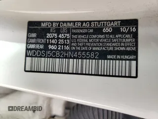 2017 Mercedes-Benz CLA 45 AMG with VIN WDDSJ5CB2HN455582, listed as a Copart auction lot 57314994 with Not Provided miles and Salvage Title. Bid and sale history available at DreamBid. Image 13.