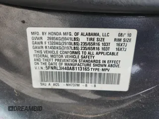 2010 Honda Odyssey EX z VIN 5FNRL3H40AB113165, wystawiony jako Copart lot #59982835 z przebiegiem 206 045 mil mil oraz Nie do naprawy • Non repairable. Historia ofert i sprzedaży dostępna na DreamBid. Obrazek 14.