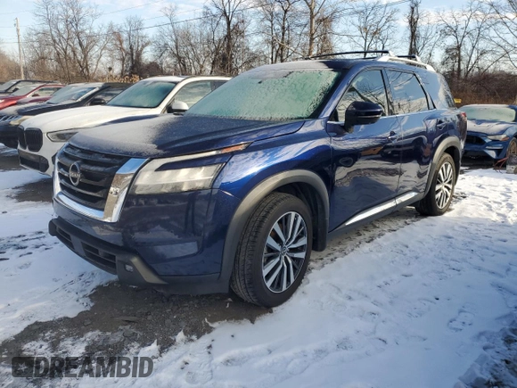 2022 Nissan Pathfinder Platinum z VIN 5N1DR3DH1NC219172, wystawiony jako Copart lot #86689374 z przebiegiem 57 108 mil mil oraz Szkoda całkowita • Salvage title. Historia ofert i sprzedaży dostępna na DreamBid. Obrazek 1.