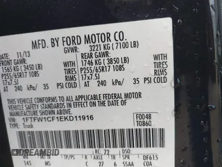 2014 Ford F-150 XL with VIN 1FTFW1CF1EKD11916, listed as a IAAI auction lot 41760535 with 137,271 mi miles. Bid and sale history available at carsss.com. Image 9.