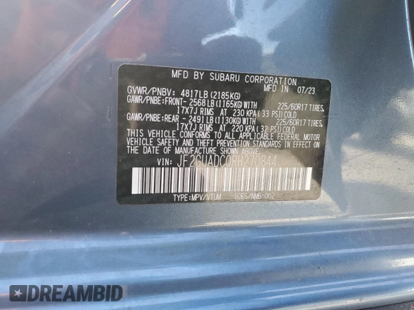 2024 Subaru Crosstrek Premium with VIN JF2GUADC0RH270844, listed as a Copart auction lot 63637165 with 13,767 mi miles and Salvage title. Bid and sale history available at DreamBid. Image 12.
