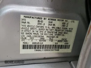 2003 Nissan Altima S with VIN 1N4AL11D93C307548, listed as a Copart auction lot 57804095 with 21,161 mi miles and Salvage title. Bid and sale history available at DreamBid. Image 12.