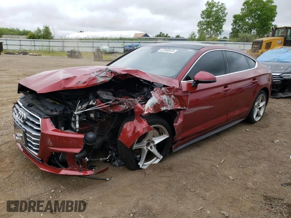 2018 Audi A5 Sportback Premium Plus with VIN WAUENCF54JA006730, listed as a Copart auction lot 57540973 with 87,756 mi miles. Bid and sale history available at carsss.com. Image 1.