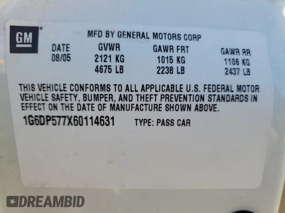 2006 Cadillac CTS with VIN 1G6DP577X60114631, listed as a Copart auction lot 76966734 with 79,751 mi miles and Salvage Title. Bid and sale history available at carsss.com. Image 12.