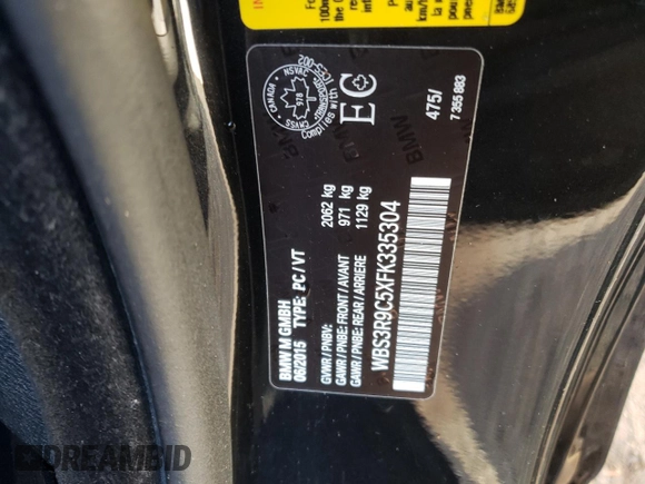 2015 BMW M4 with VIN WBS3R9C5XFK335304, listed as a Copart auction lot 69406962 with 0 mi miles. Bid and sale history available at carsss.com. Image 12.