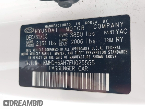 2014 Hyundai Elantra z VIN KMHDH6AH7EU025555, wystawiony jako IAAI lot #42080211 z przebiegiem 95 333 mil mil oraz . Historia ofert i sprzedaży dostępna na DreamBid. Obrazek 9.