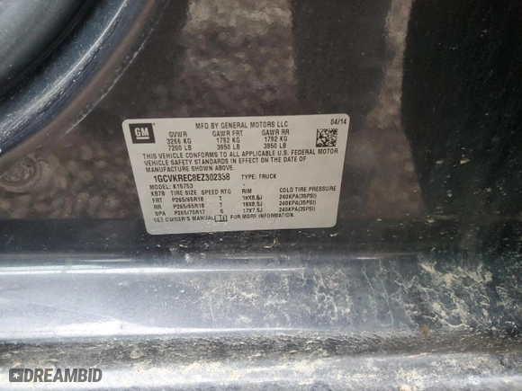 2014 Chevrolet Silverado 1500 LT with VIN 1GCVKREC8EZ302338, listed as a Copart auction lot 49316835 with 118,755 mi miles and Salvage Title. Bid and sale history available at carsss.com. Image 12.